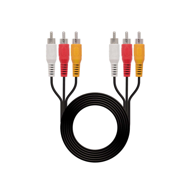 Câble Audio Vidéo Nanocable 3x RCA Mâle vers 3x RCA Mâle 1.80m - Couleur Noir