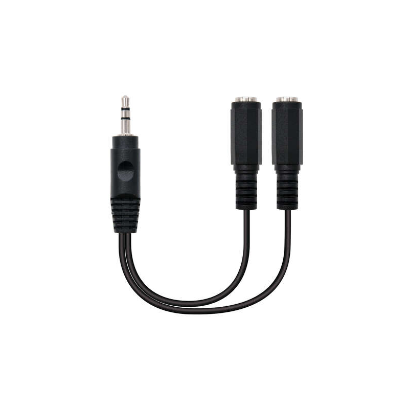 Câble Audio Stéréo Nanocable 2x Jack 3.5mm Femelle vers Jack 3.5mm Mâle 0.15m - Couleur Noir