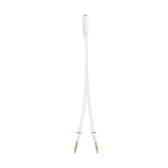 Nanocable Câble Adaptateur Audio Jack 3.5mm Femelle 4 Broches vers 2x Jack 3.5mm Mâle 3 Broches 0.20m - Couleur Blanche