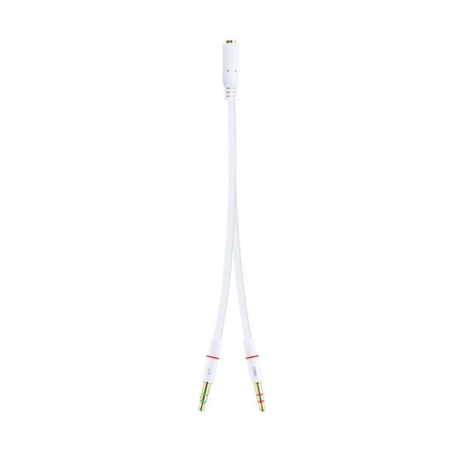 Nanocable Câble Adaptateur Audio Jack 3.5mm Femelle 4 Broches vers 2x Jack 3.5mm Mâle 3 Broches 0.20m - Couleur Blanche