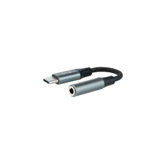 Câble Adaptateur Nanocable Audio Jack 3.5mm Femelle vers USB-C Mâle - Câble Finition Nylon - Connecteurs Aluminium - Longueur 0.