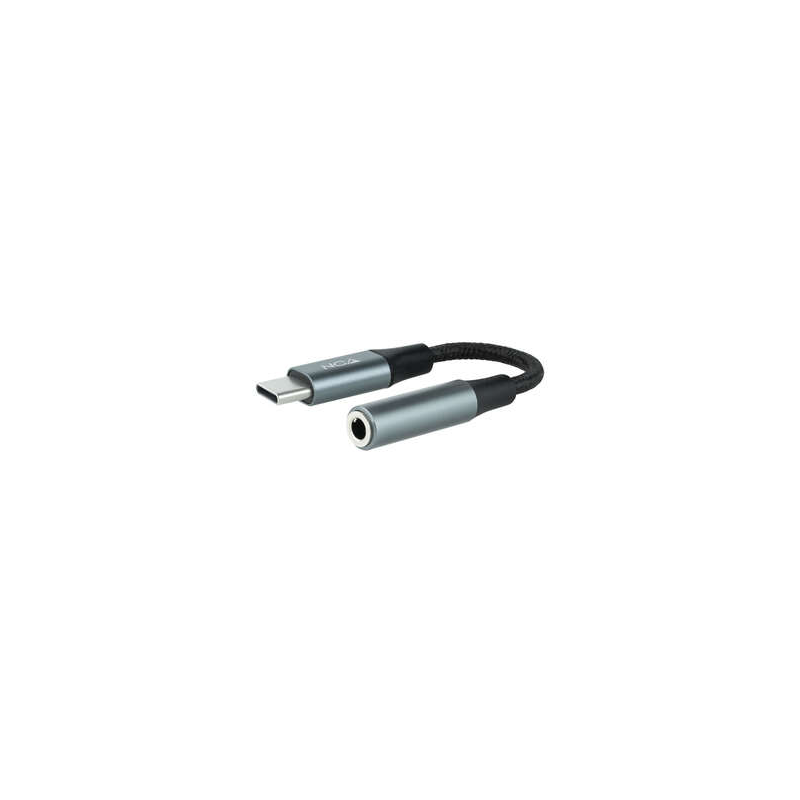 Câble Adaptateur Nanocable Audio Jack 3.5mm Femelle vers USB-C Mâle - Câble Finition Nylon - Connecteurs Aluminium - Longueur 0.