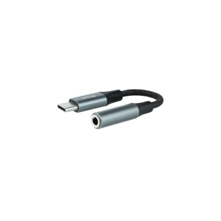 Câble Adaptateur Nanocable Audio Jack 3.5mm Femelle vers USB-C Mâle - Câble Finition Nylon - Connecteurs Aluminium - Longueur 0.