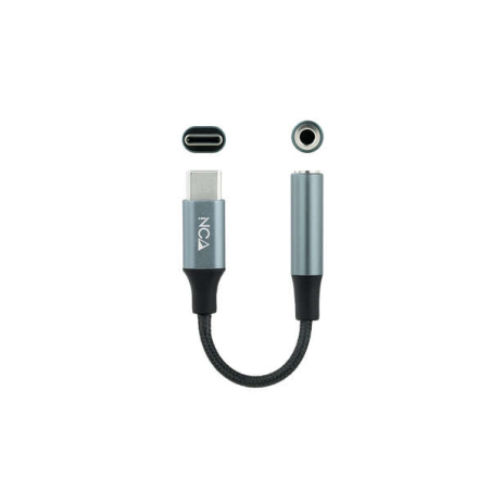 Câble Adaptateur Nanocable Audio Jack 3.5mm Femelle vers USB-C Mâle - Câble Finition Nylon - Connecteurs Aluminium - Longueur 0.