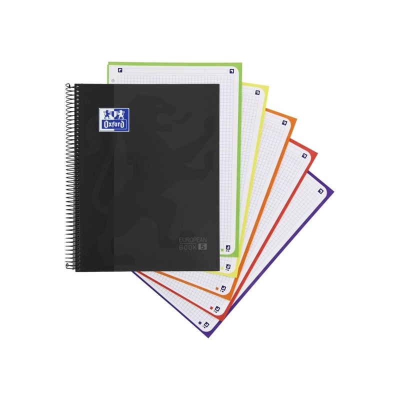 LOT de 5 Oxford School Classic A4+ Europeanbook - Couverture Extra Rigide - 50% Feuilles Gratuites - 5x5 - 120 Feuilles