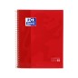 LOT de 5 Oxford School Classic A5+ Europeanbook - Couverture Extra Rigide - Grille 5x5 - 80 Feuilles - Couleur Rouge