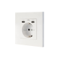 Rosace de prise murale encastrée Nanocable type Schuko - 2 ports USB-C PD - 3,4 A - Blanche