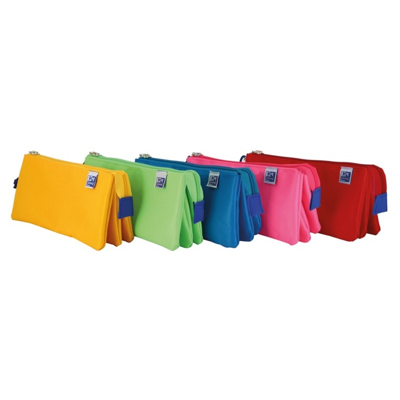 LOT de 5 Oxford Kangoo Kids Trousse Triple Polyester - Taille Compacte 22x8x10cm - Design Amusant pour Enfants - Couleurs