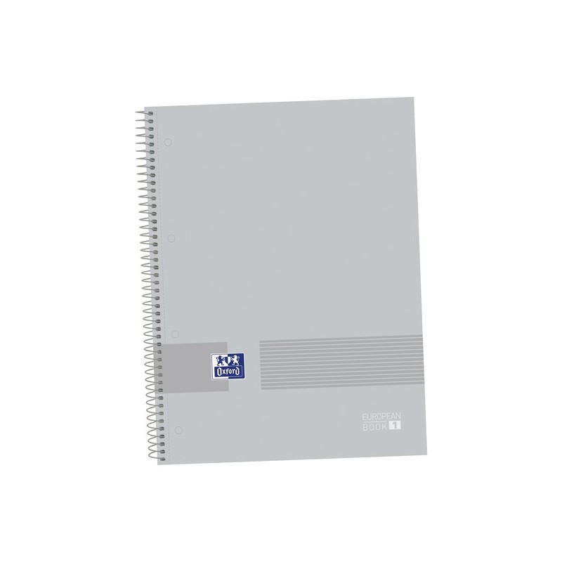 LOT de 5 Oxford & You A4+ Europeanbook - Couverture Extra Rigide - 80 Feuilles - Grille 5x5 - Couleur Gris