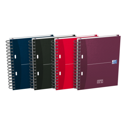 LOT de 5 Oxford Office Essentials Europeanbook A5+ Couverture Extra Rigide - 100 Feuilles - Taille 4 5x5 - Couleurs Assorties