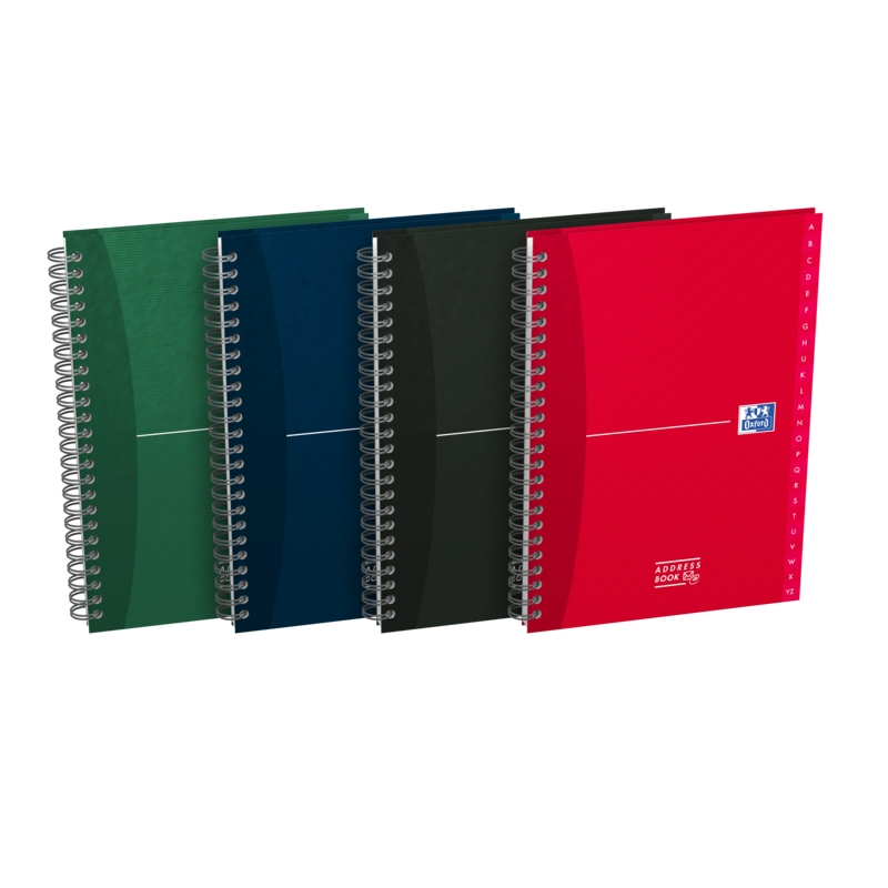 LOT de 5 Oxford Office Essentials Carnet A5 avec couverture extra rigide - Index téléphonique - 90 feuilles - Couleurs assorties