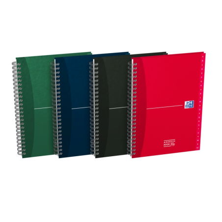 LOT de 5 Oxford Office Essentials Carnet A5 avec couverture extra rigide - Index téléphonique - 90 feuilles - Couleurs assorties