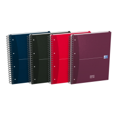 LOT de 5 Oxford Office Essentials Europeanbook A4+ Couverture Extra Rigide - 120 Feuilles - Taille 4 5x5 - Couleurs Assorties