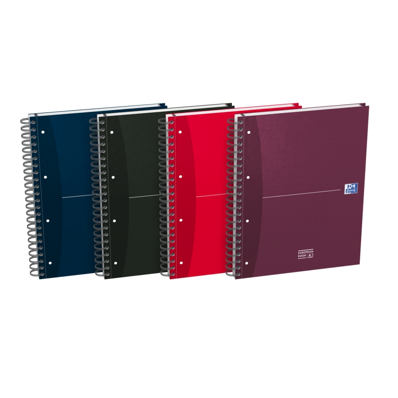 LOT de 5 Oxford Office Essentials Europeanbook A4+ Couverture Extra Rigide - 120 Feuilles - Taille 4 5x5 - Couleurs Assorties
