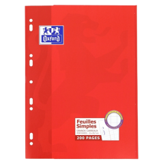 LOT de 5 Recharge Oxford A4 100 feuilles Seyes avec marge - Papier de haute qualité - Grille Seyes pour une écriture ordonnée -