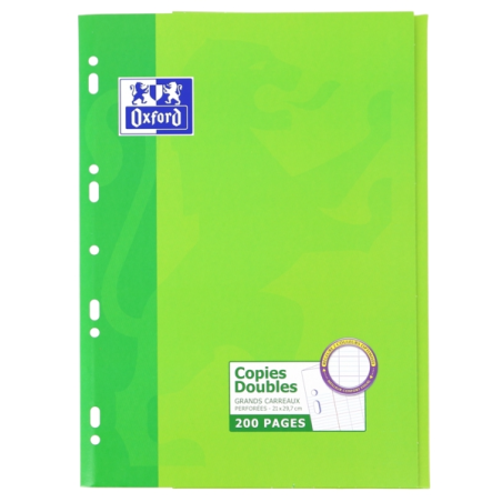 LOT de 5 Recharge Oxford Seyes A4 200 feuilles - Grille Seyes - avec marge - Papier de haute qualité