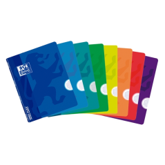 LOT de 10 Oxford School Carnet agrafé Openflex A4 - Couverture plastique robuste - 48 feuilles avec grille 5x5 - 2 marges - Coul