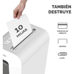 Destructeur de documents portatif Fellowes LX65 P-4 - Détruit jusqu'à 10 feuilles - Bac de 22 L - Blanc