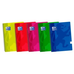 ✅ LOT de 5 Oxford School Classic Fº Cahier à spirales - Couverture plastique - Règle 3.5 avec marge - 80 feui en stock