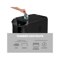Destructeur de documents automatique Fellowes AutoMax 450C, taille de coupe P-4 - Alimentation automatique 450 feuilles, aliment