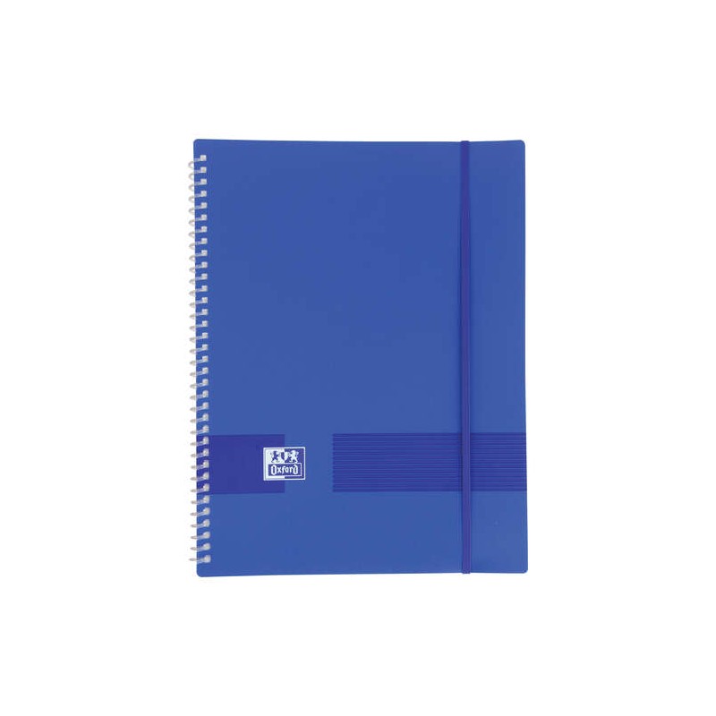 LOT de 10 Chemise à pochettes A4 Oxford Live & Go - Couverture plastique opaque - Spirale 20 pochettes - Bleu marine