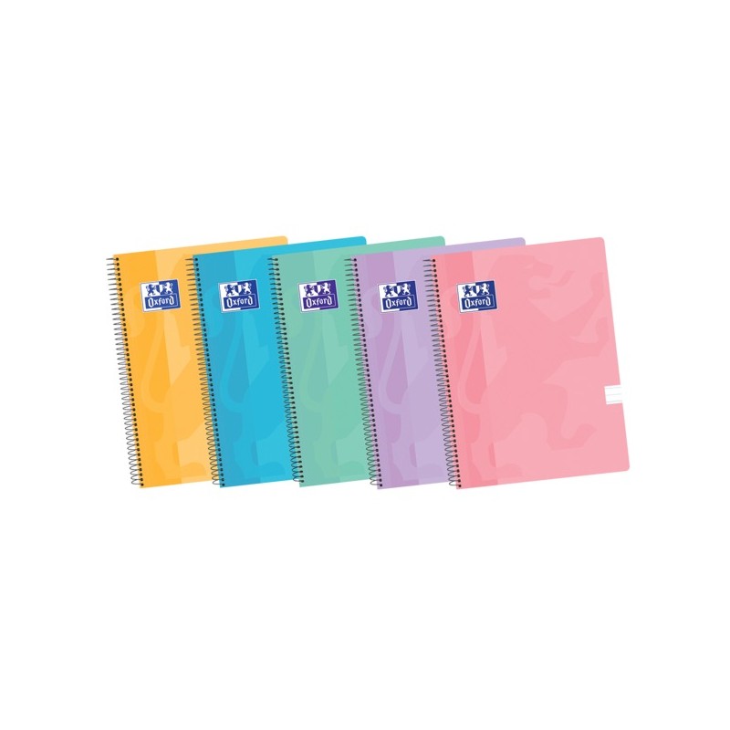 LOT de 5 Oxford School Classic A4+ Europeanbook Spiralflex - Couverture plastique robuste - 50 feuilles de papier de haute