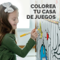 Fellowes Unicornio Casa XL para Pintar - Carton Corrugado FSC - Puertas y Ventanas Interactivas - Bordes Redondeados - Montaje s