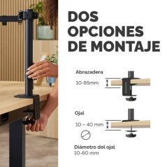 Fellowes Everyday Soporte de Mesa con Brazos Articulados para 2 Monitores hasta 32" y 9kg - Fijacion con Abrazadera o Tornillos