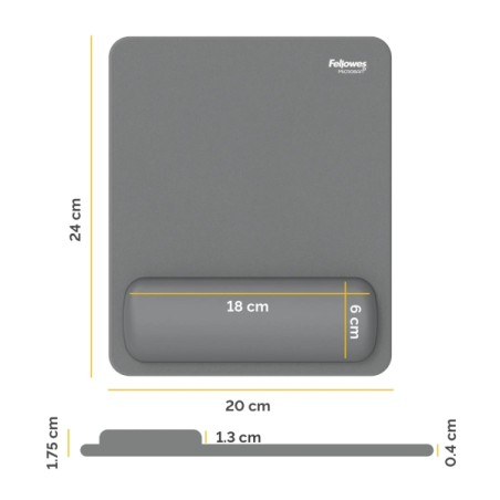 Fellowes Breyta Alfombrilla con Reposamuñecas - Revestimiento Antipolvo - Proteccion Antimicrobiana - Tacto Suave - Fabricado co