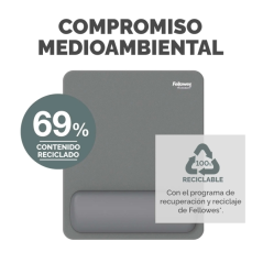 Fellowes Breyta Alfombrilla con Reposamuñecas - Revestimiento Antipolvo - Proteccion Antimicrobiana - Tacto Suave - Fabricado co