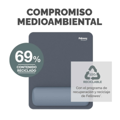 Fellowes Breyta Alfombrilla con Reposamuñecas - Revestimiento Antipolvo - Proteccion Antimicrobiana - Tacto Suave - Fabricado co