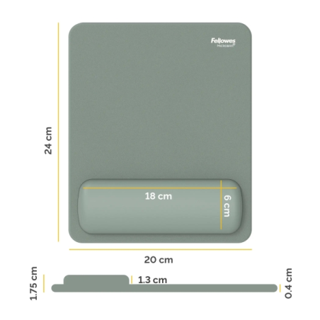 Fellowes Breyta Alfombrilla con Reposamuñecas - Revestimiento Antipolvo - Proteccion Antimicrobiana - Tacto Suave - Fabricado co
