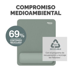 Fellowes Breyta Alfombrilla con Reposamuñecas - Revestimiento Antipolvo - Proteccion Antimicrobiana - Tacto Suave - Fabricado co