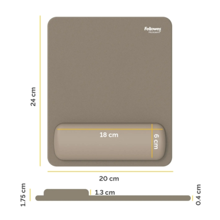 Fellowes Breyta Alfombrilla con Reposamuñecas - Revestimiento Antipolvo - Proteccion Antimicrobiana - Tacto Suave - Fabricado co