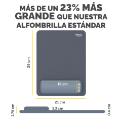 Fellowes Breyta Alfombrilla con Reposamuñecas XL - Revestimiento Antipolvo - Proteccion Antimicrobiana - Tacto Suave - Fabricado