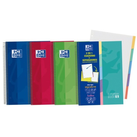 ✅ Oxford School Classic A4+ Europeanbook - Couverture extra rigide résistante - 100 feuilles carrées 5x5 - 5 o en stock