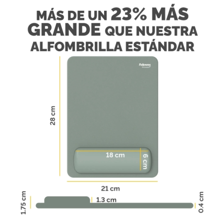 Fellowes Breyta Alfombrilla con Reposamuñecas XL - Revestimiento Antipolvo - Proteccion Antimicrobiana - Tacto Suave - Fabricado