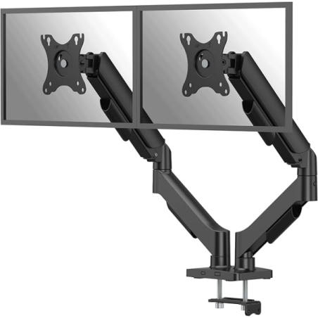 Fellowes Everyday Plus Soporte de Mesa con Brazos para 2 Monitores hasta 32" y 9kg - Muelle a Gas - Fijacion con Abrazadera o To