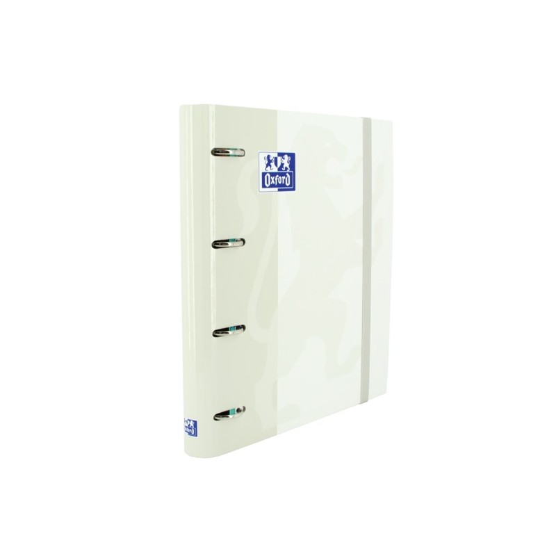 Classeur européen Oxford Classic A4+ - Couverture extra rigide - Dos 45 mm - Anneaux 4Dx35 mm - Recharge 5x5 - Couleur Blanc
