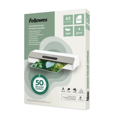 Fellowes Pack de 100 Fundas para Plastificar - Formato A3 - 80 micras - Efecto Brillo - Fabricado con 50% Material Reciclado - T