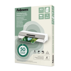 Fellowes Pack de 100 Fundas para Plastificar - Formato A5 - 80 micras - Efecto Brillo - Fabricado con 50% Material Reciclado - T