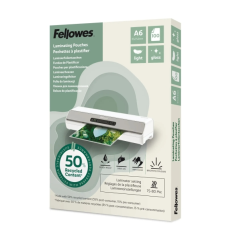 Fellowes Pack de 100 Fundas para Plastificar - Formato A6 - 80 micras - Efecto Brillo - Fabricado con 50% Material Reciclado - T