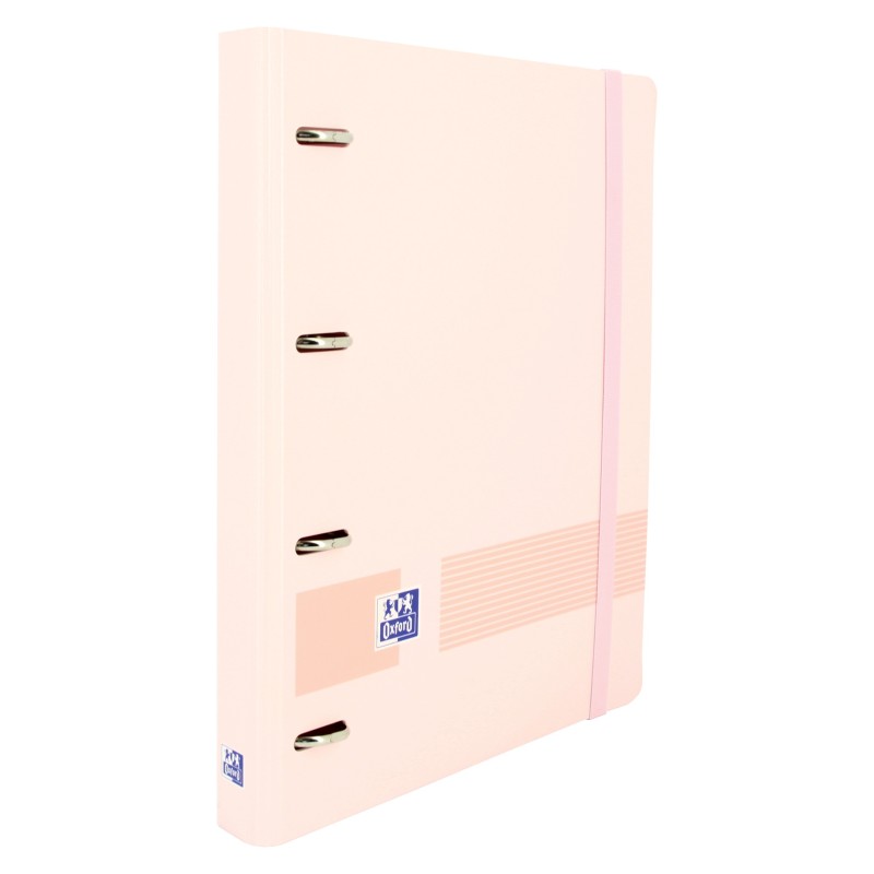 Oxford Live & Go Classeur européen A4+ Polyfoam - Dos 45 mm - Anneaux 4Dx35 mm - Remplacement 5x5 - Couleur Rose Pastel