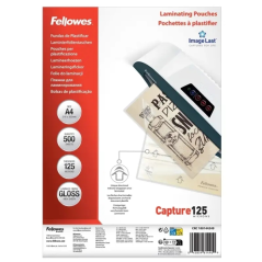 Fellowes Imagelast Pack de 500 Fundas para Plastificar - Formato A4 - Efecto Brillo - 125 micras - Flechas Indicadoras de Direcc