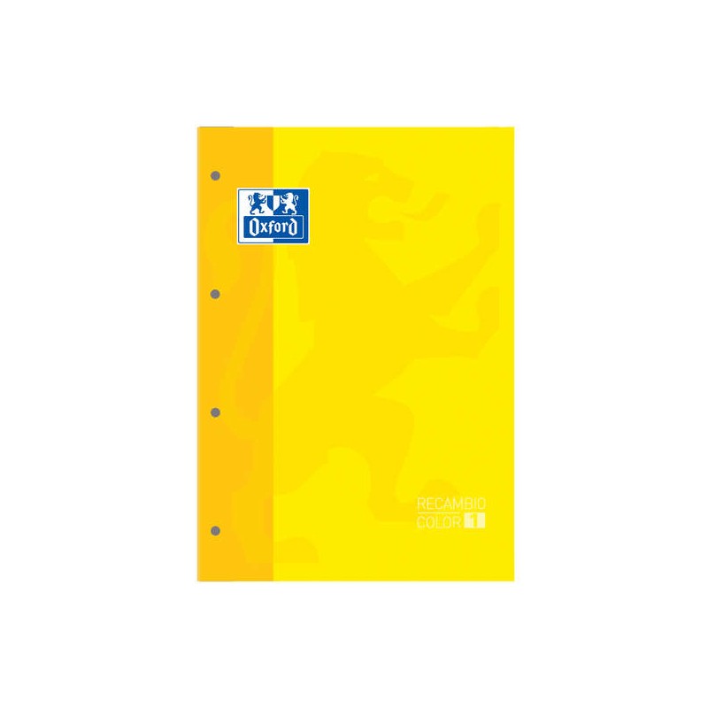 LOT de 5 Oxford School Classic Carnet de Rechange A4 - Couverture Souple - Collé - 80 Feuilles - Grille 5x5 - Couleur Jaune
