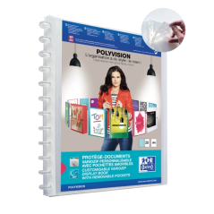 LOT de 10 Chemise Oxford Polyvision Variozip A4+ à pochettes amovibles - Couverture plastique personnalisable - 20 pochettes tra