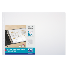LOT de 5 Couvertures en polypropylène standard multi-trous Oxford A3 Landscape - Format A3 Landscape - Épaisseur 90 microns - Co