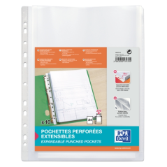 LOT de 5 Couvertures multi-trous grande capacité Oxford A4 - Gousset Polypropylène 200µ - Finition Verre