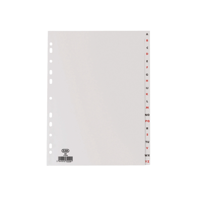 Elba Index Alphabétique Folio 20 Positions - Plastique Résistant 120 Microns - Organisation Alphabétique Efficace - Couleur Gris