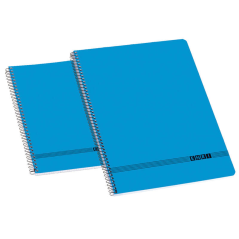 LOT de 10 Enri Office 4ème carnet à spirale à couverture souple – 4ème taille – Grille 4 x 4 – Couleur bleue